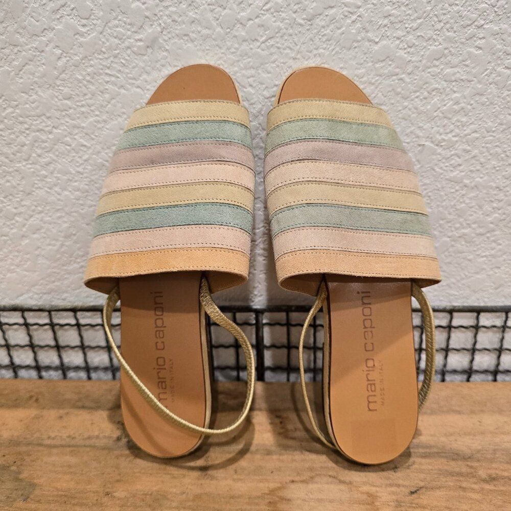 Mario Caponi Suede Pastel Stripe Sandals Sz 6